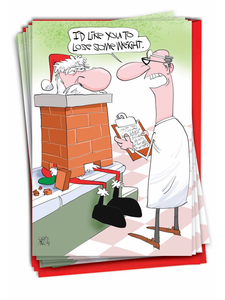 Æske med 12 julekort - Julemandens vægt for engroshandel hos NobleWorks