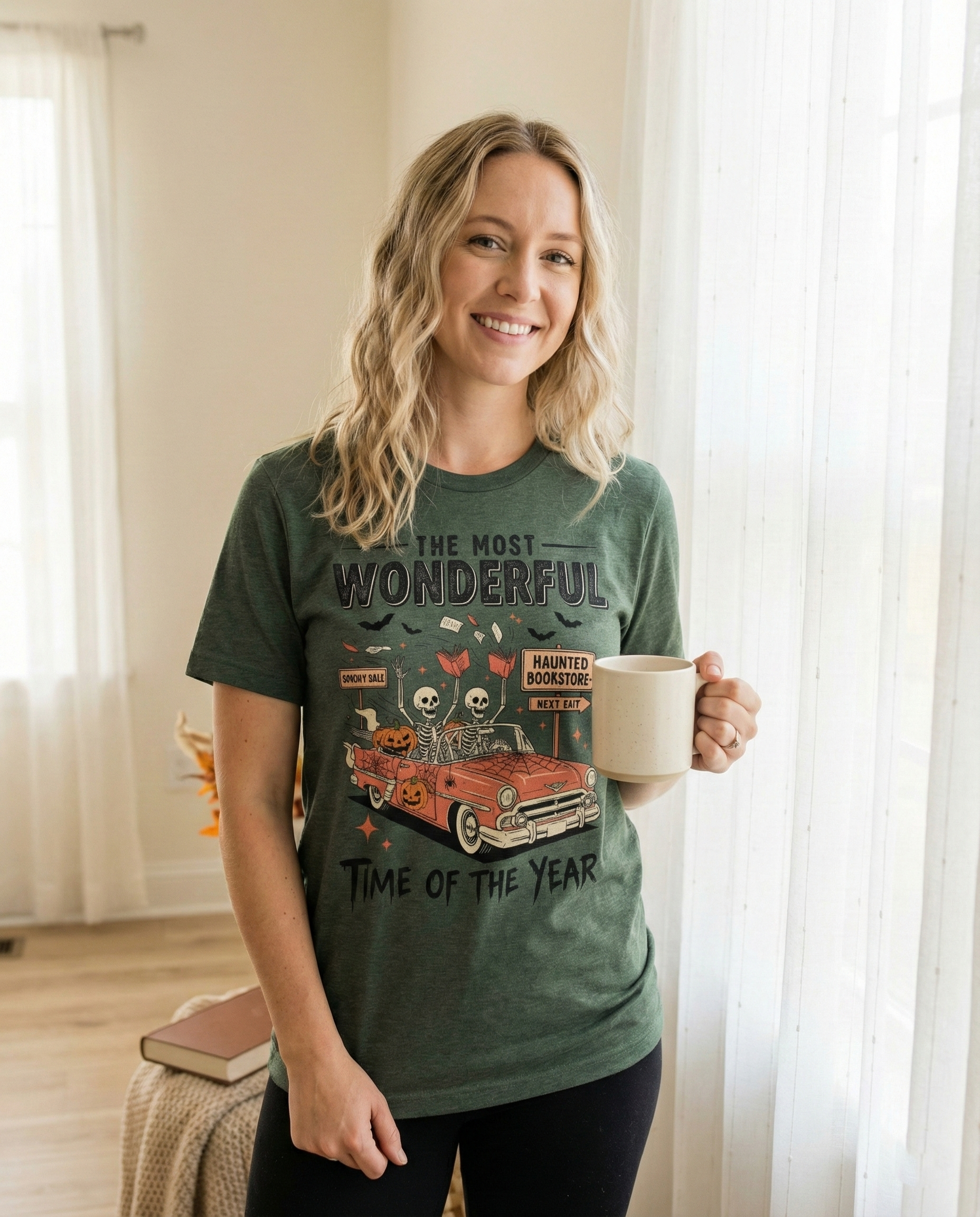 MagicMerchEmporium - Wholesale Tunic - Women's - Bookish Haunted Bookstore Tee3