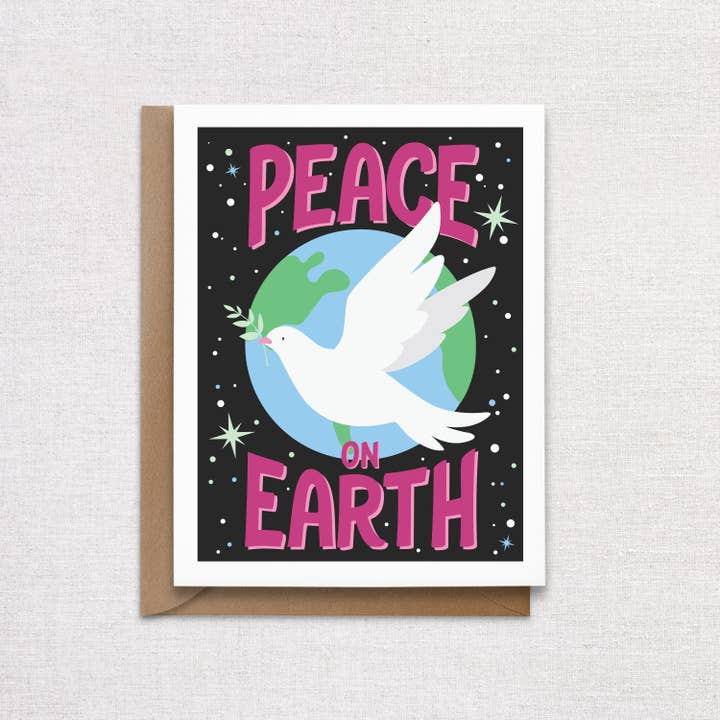 Peace On Earth Dove Holiday Card for wholesale by HellaHoney Co