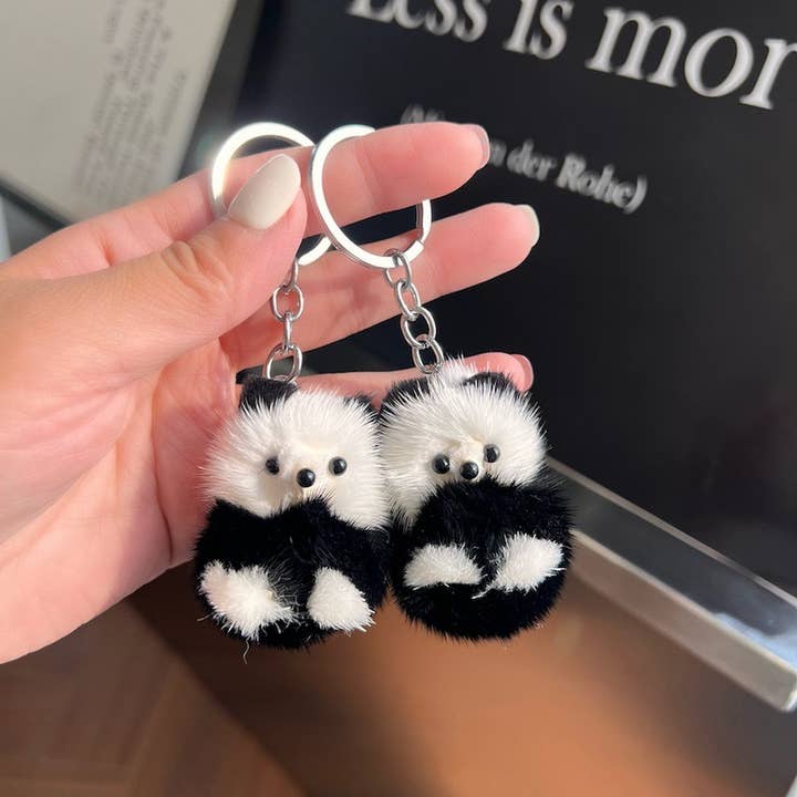 Black SMALL CUTE PANDA DOLL CAR KEYCHAIN PENDANT_CWMM2494 for wholesale on Faire