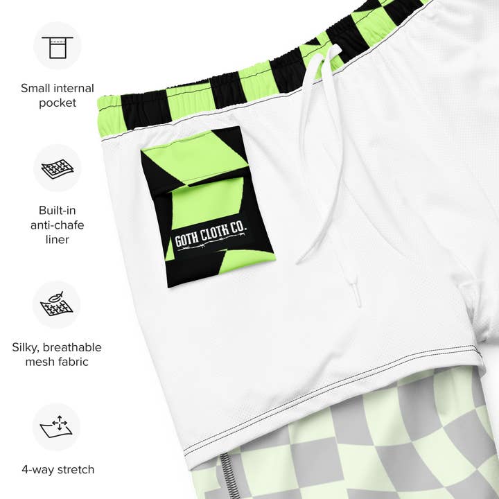 Goth Cloth Co. – Engroshandel Badeshorts – Mænd – Toxic Tiles mænds foret badebukser