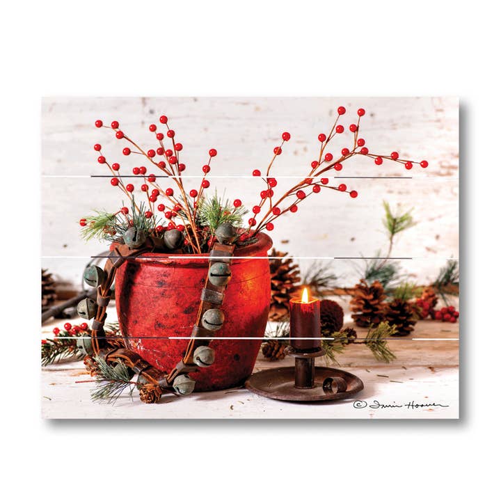 Jingle Bells by Candlelight Christmas Rustic Pallet Art for wholesale by Irvin's Tinware