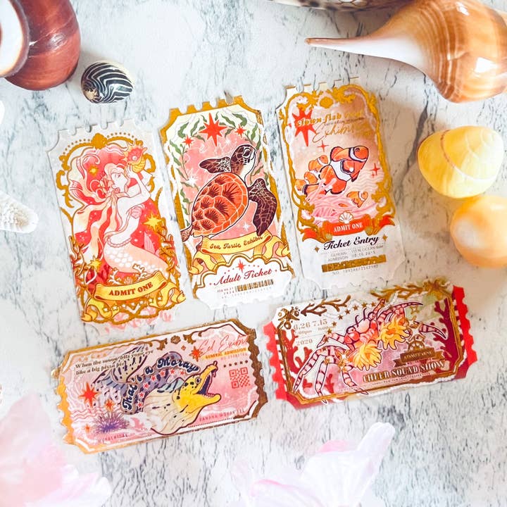 GOLD FOIL Coral Ticket Washi Tape for wholesale by Pegushi