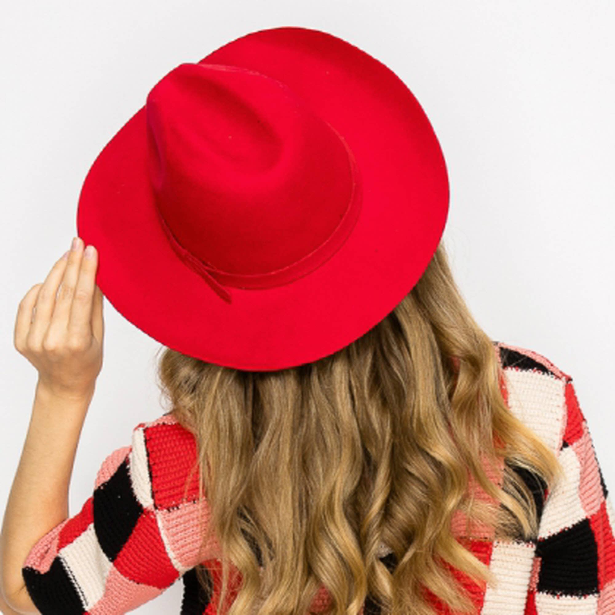 Red Premium Wool Pencil Brim Hat -Red for wholesale on Faire14