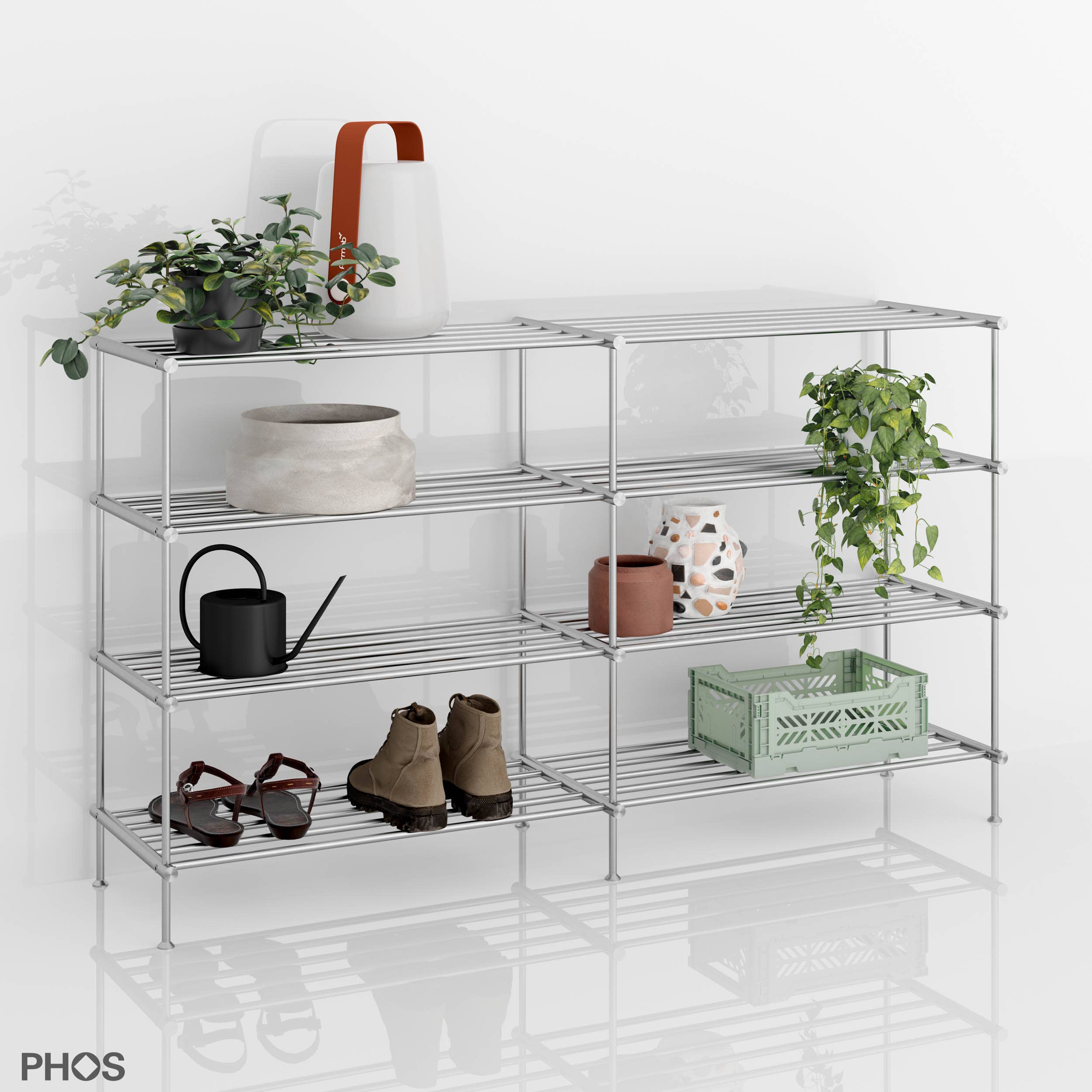 PHOS Design GmbH - Vente Étagères à chaussures - Étagères larges à chaussures en acier inoxydable massif, profondeur 30 cm4