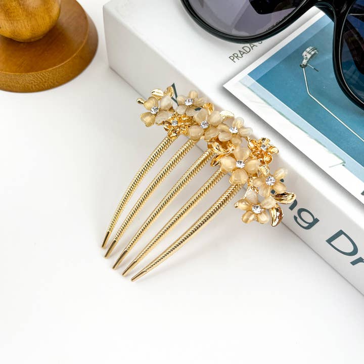 SoapElenGlen - Wholesale Hair Pin - Rhinestone Small Flower Hair Side Comb,Bridal Hairpin