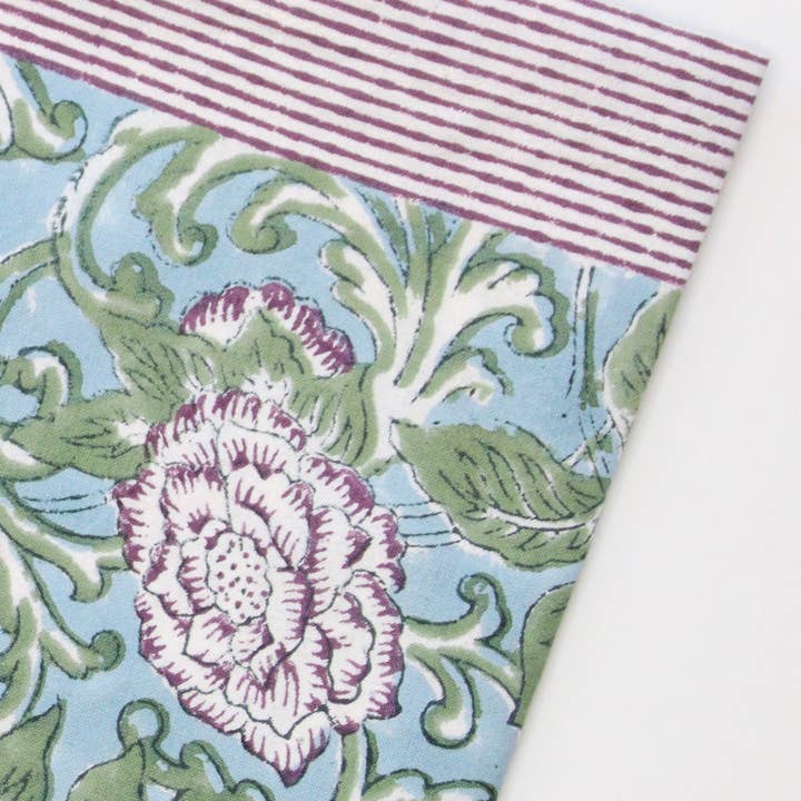 Rozablue – Runner de mesa por atacado – Caminho de mesa chintz beringela impresso à mão 60 x 180 cm3