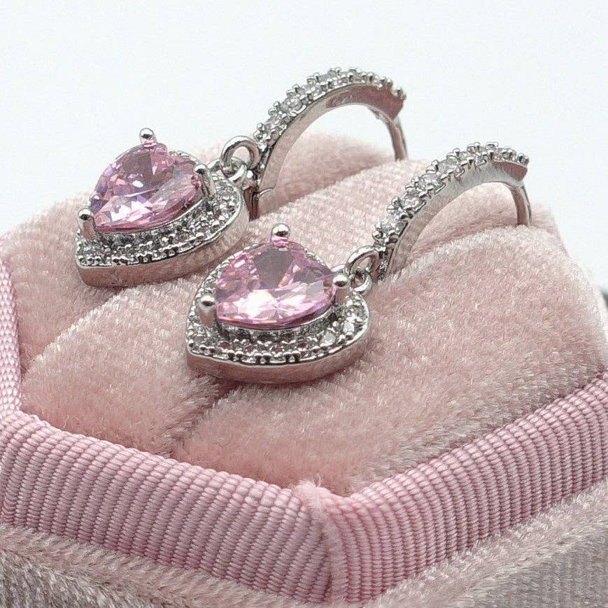 Daemon srls - Wholesale Dangle Earrings - Diana HOOPS ~ 12 colori - Orecchini a cerchio con cuore in Cubic Zirconia14