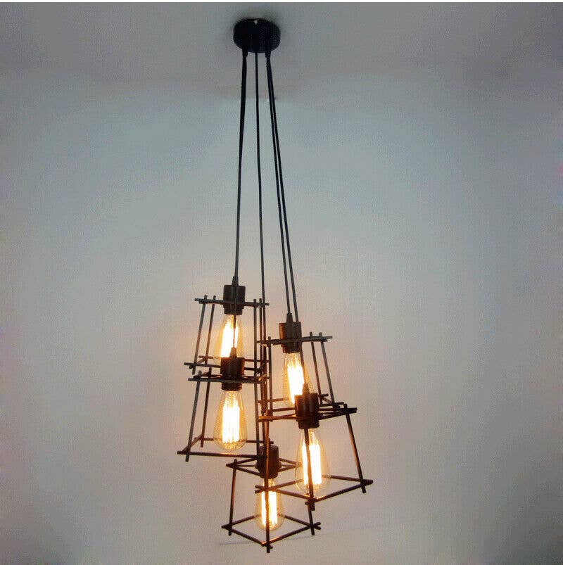 Ledsone – wholesale Chandelier/hanging light – Vintage Industrial Retro Ceiling Light Cage Loft Chandelier1