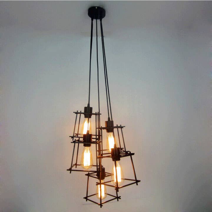 Ledsone – wholesale Chandelier/hanging light – Vintage Industrial Retro Ceiling Light Cage Loft Chandelier1