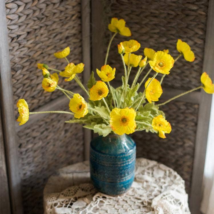 Rustic Reach - Wholesale Artificial Flowers - Silk Common Poppy Flower Stem 22" Tall1