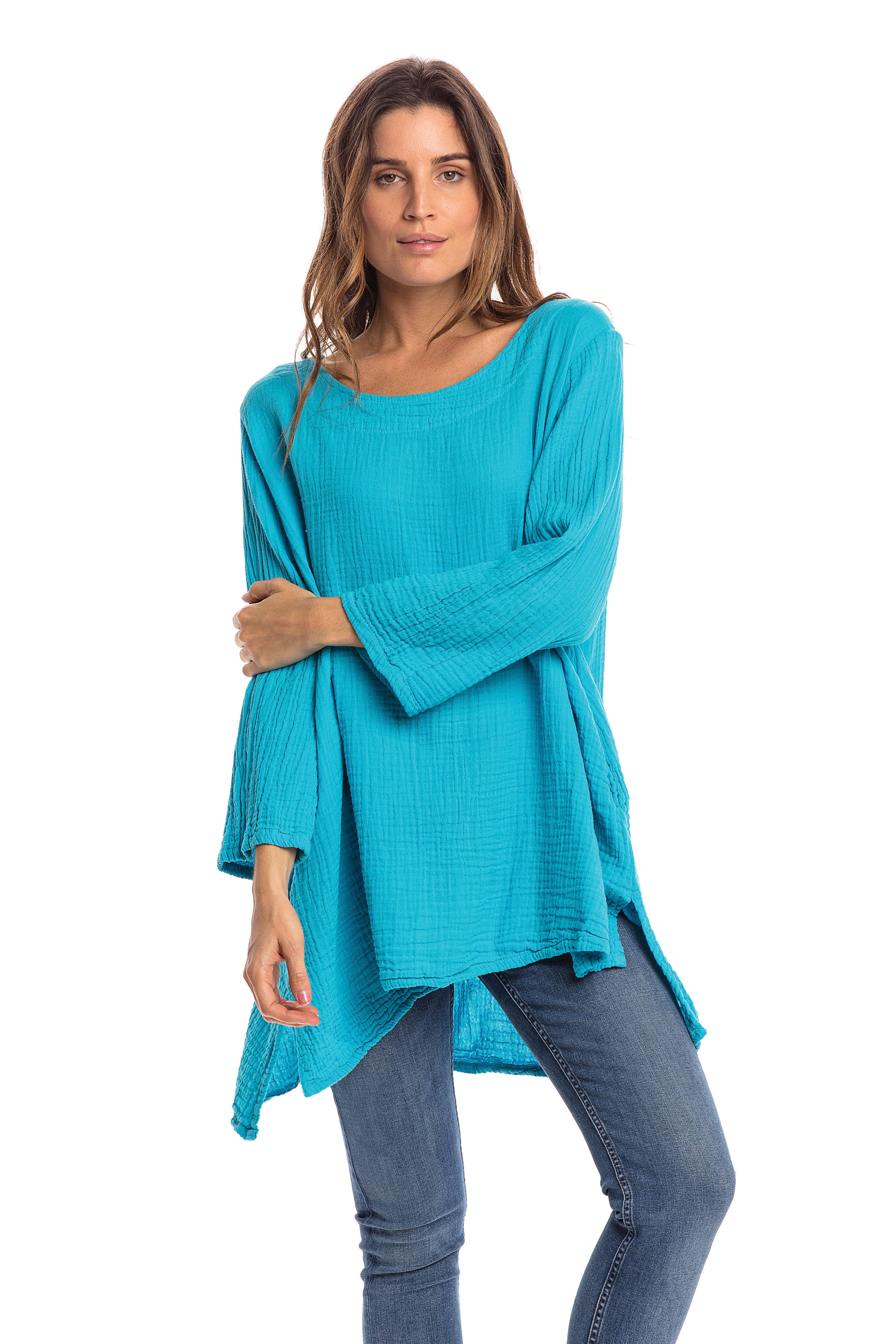 Nusantara Inc. - Wholesale Blouse - Women's - Thai Cotton Long Sleeve Tunic-03477 (S/M, L/X, XXL)26