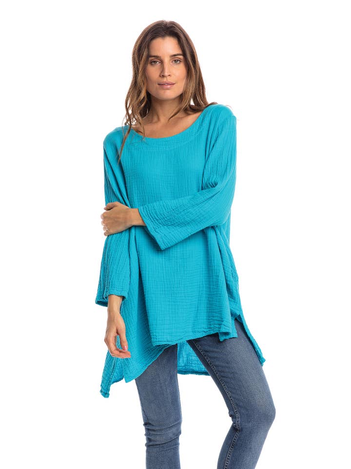 Nusantara Inc. - Wholesale Blouse - Women's - Thai Cotton Long Sleeve Tunic-03477 (S/M, L/X, XXL)26