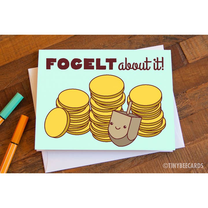 Tiny Bee Cards - Vendita all'ingrosso Biglietti di auguri per Hanukkah - Biglietto Gelt Hanukkah «Fogelt About It!»1
