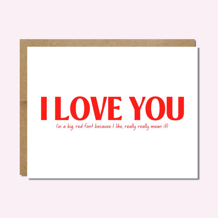 Tarjeta de amor minimalista | Fuente roja grande para venta al por mayor de Raisin Spirits