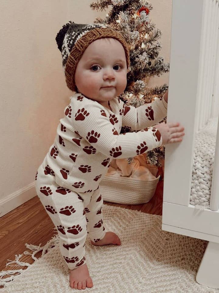 SpearmintLOVE - Wholesale Top & Pant Set - Baby - Organic Waffle 2-Piece Set, Bear Paw