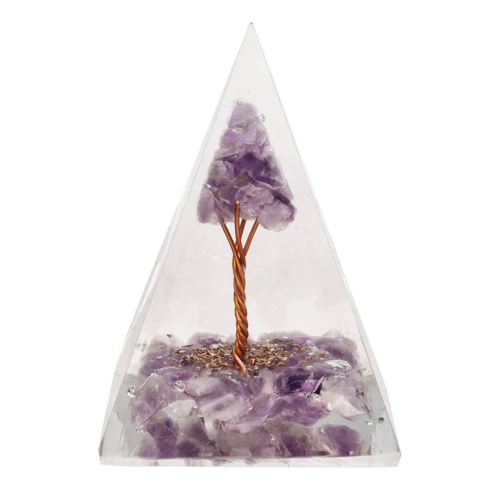Vives de la Cortada S.L – wholesale Andlig sten/kristall – Ametist Orgonitpyramid i harts med träd 4x4cm0