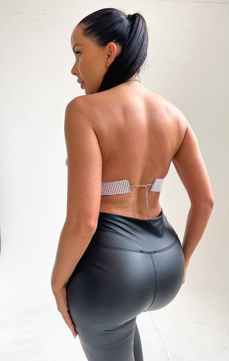 Femme Luxe - Vente Chemisier – femme - Haut à pompons blanc à col nu avec chaîne à dos ouvert - Dani2