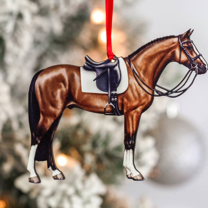 Bay Dressage Horse Christmas Ornament Gift Horse Decoration for wholesale by Classy Equine