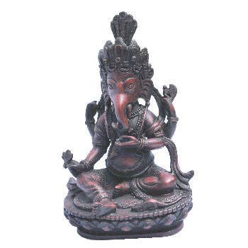 Ganesh Statue wood looing 6" tall RG-055R for wholesale by Dorjebajra Tibet Shop