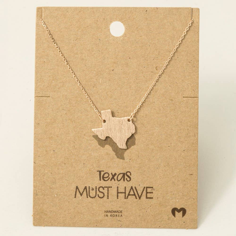 Fame Accessories - Wholesale Pendant/Charm Necklace - Gold Dipped Texas State Pendant Necklace5