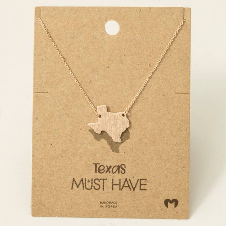 Fame Accessories - Wholesale Pendant/Charm Necklace - Gold Dipped Texas State Pendant Necklace5