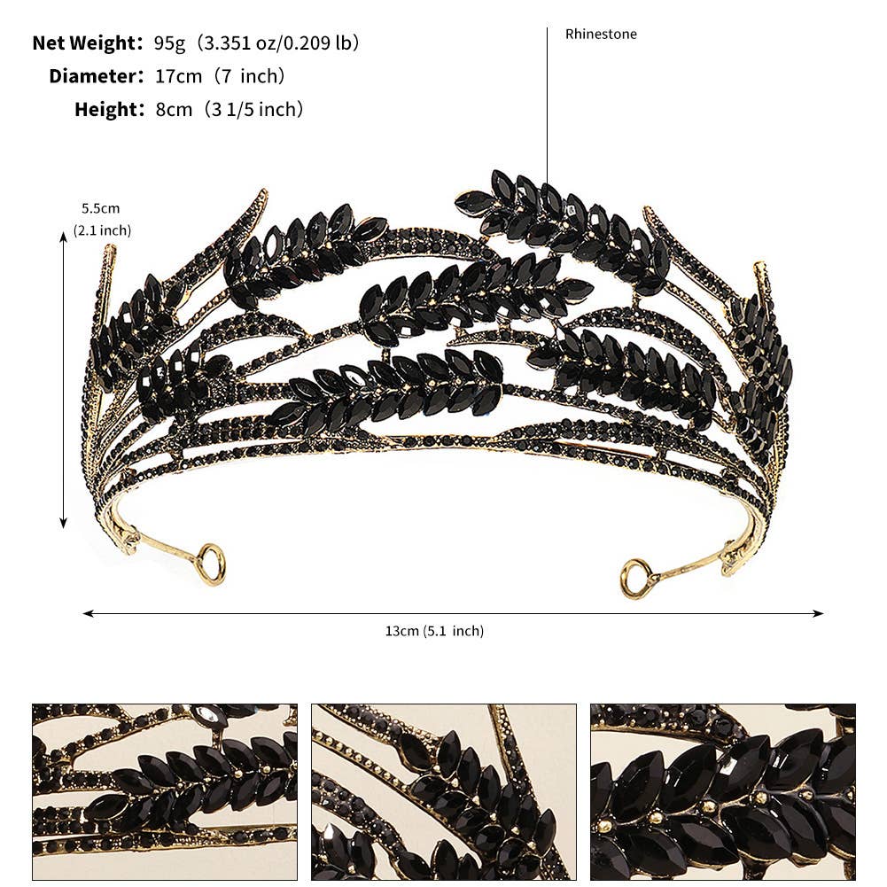 Tourtiwi - Wholesale Tiara - Women's - Obsidian Tiara Rhinestone Alloy Headdress Black Crown41
