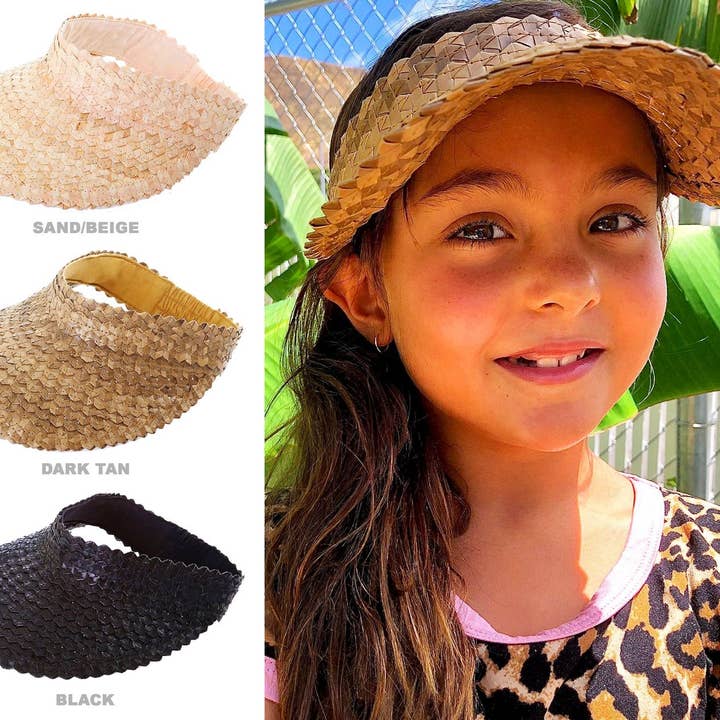 Seven Island - Wholesale Visor - Kids - Straw Sun Visor Hat (Kids)