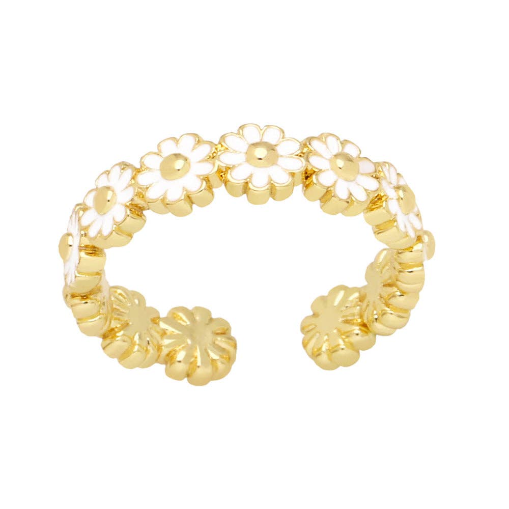 Mio Queena – wholesale Ring med flera stenar – Daisy emalj Ring öppning justerbar1