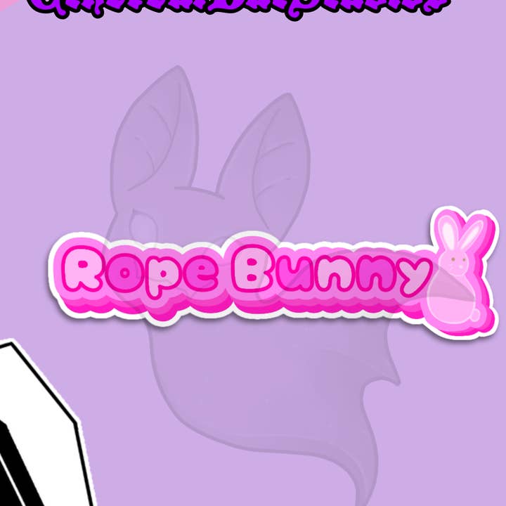 Rope Bunny Vinyl Sticker for wholesale by EtherealBat Studios