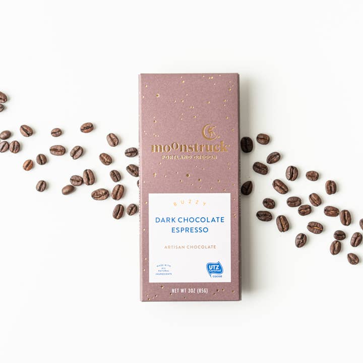 Moonstruck Chocolate Co - Wholesale Chocolate Bar - Buzzy Dark Espresso Chocolate Bar