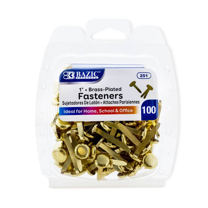 BAZIC Products - Wholesale Paperclip - 1" Brass Fastener (100/Pack)