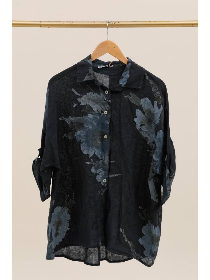 LÉA & LUC - Wholesale Dress - Women's - Floral print shirt in 100% Linen REF. 20090/58