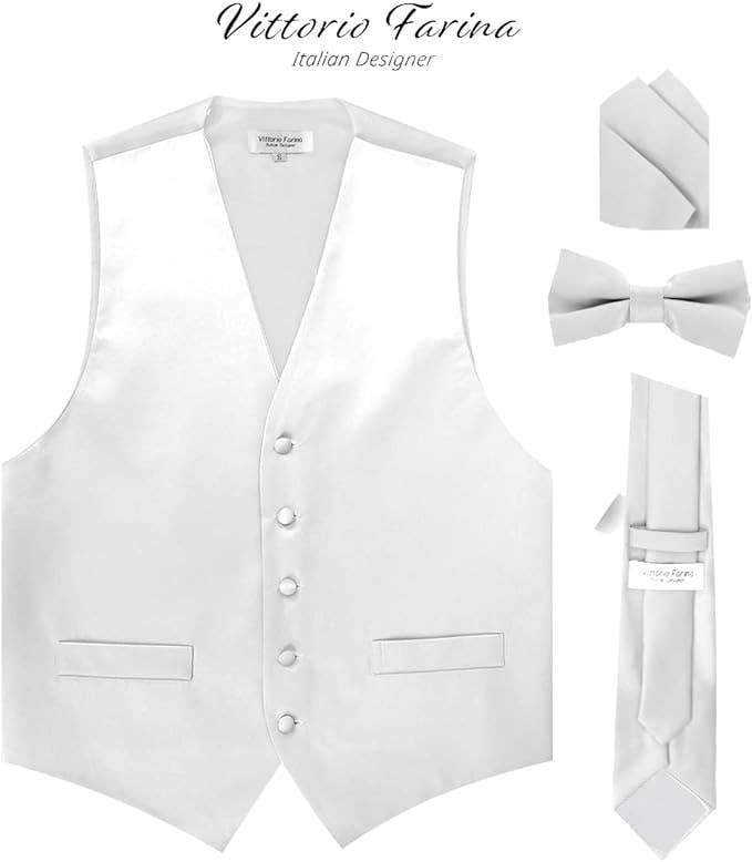 Dubal Brothers - Wholesale Suit Vest - Men's - Vittorio Farina Solid Satin Vest Set (White Back) Var. 02 (Mustard-Yellow)36