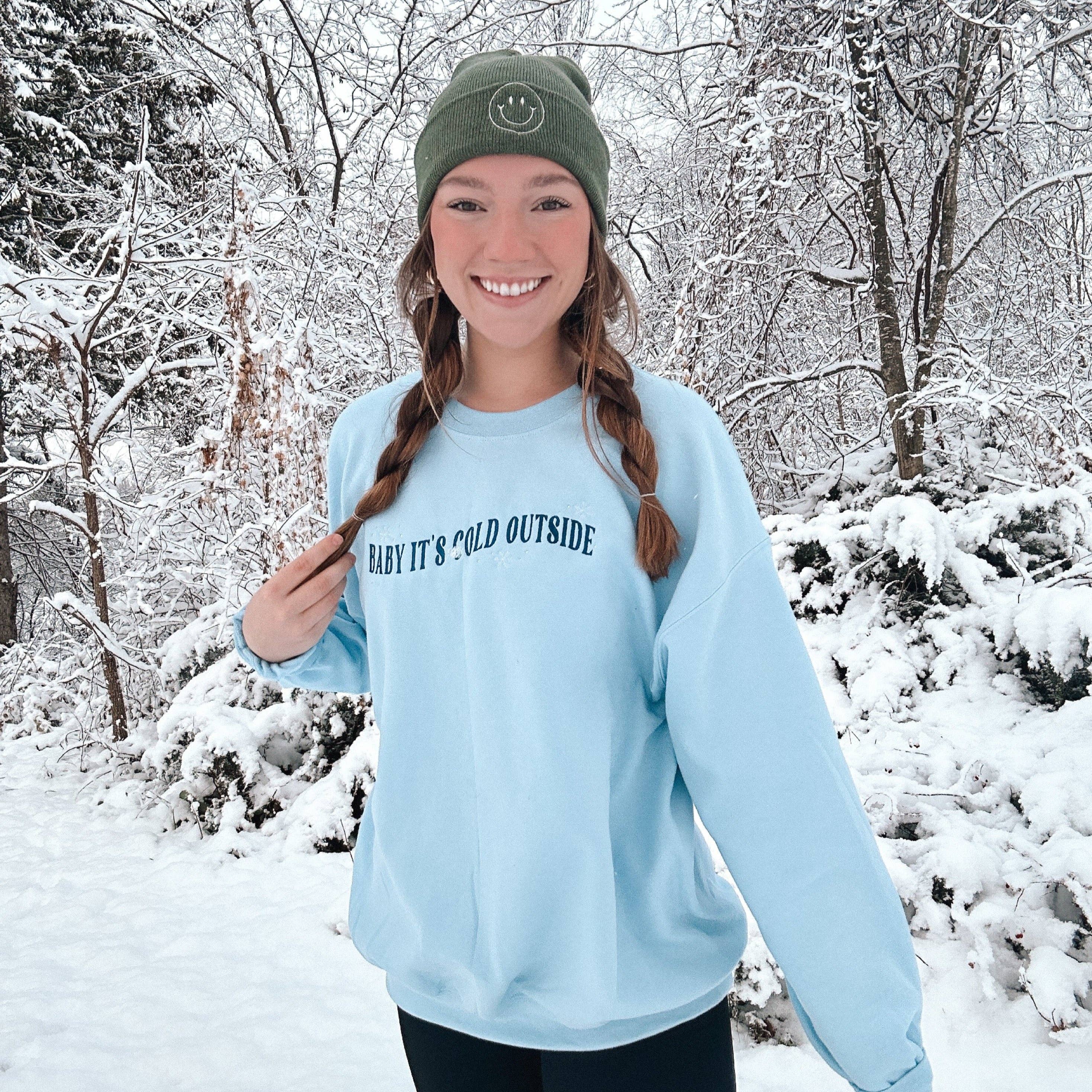 Belle Haven Co. LLC - Wholesale Sweatshirt - Women's - Baby It's Cold Outside Embroidered Crewneck1