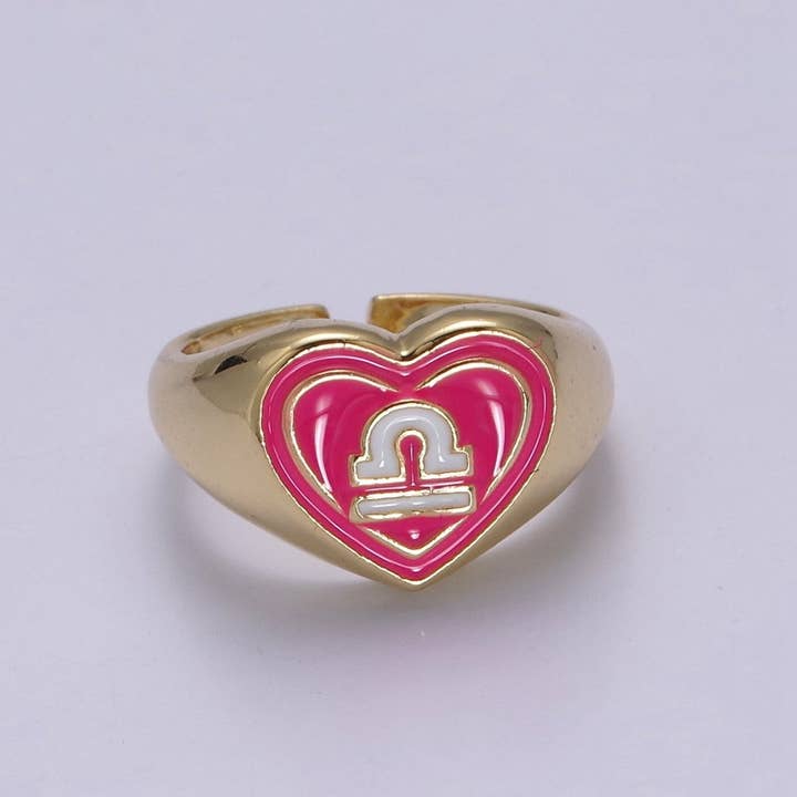 Aim Eternal - Wholesale Zegelring - Y2K Zegel Zodiac Ring Sterrenbeeld Emaille Gouden Ring, Astrologie Teken Horoscoop Ring Verjaardag Gepersonaliseerd Leuk Cadeau S-489-S-5006