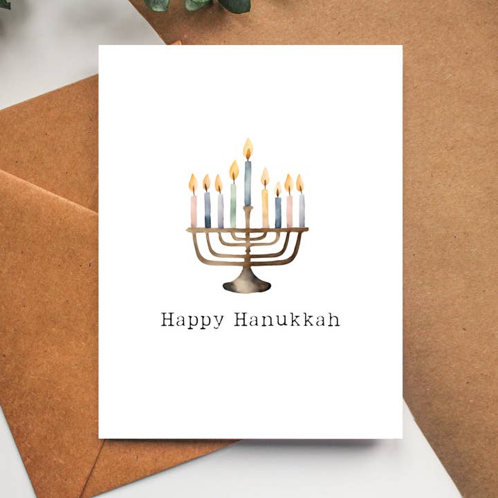 Boho Hanukkah Card - Happy Hanukkah Menorah Greeting Card for wholesale by Balsam Paper Co