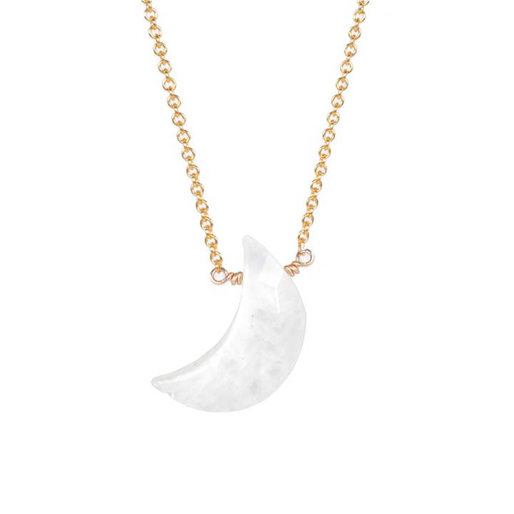 Collier en or 14 carats rempli de pierres de lune pour la vente par Karma Eleven