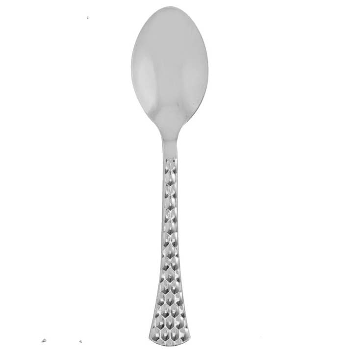 EcoQuality - Wholesale Table Spoon (Cutlery) - Fancy Disposable Silver Plastic Table Spoon Extra Heavyweigh