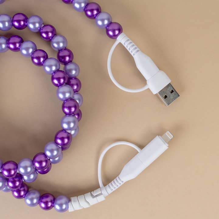 Purple 4-in-1 Beaded Charging Cable for wholesale on Faire1