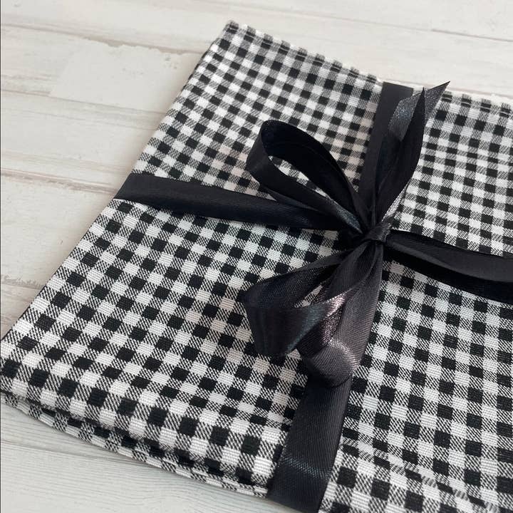 Huca Home - Vente Serviettes de table en tissu - LOT DE 2 SERVIETTES EN PAPIER VICHY NOIR PETIT CARRÉ1
