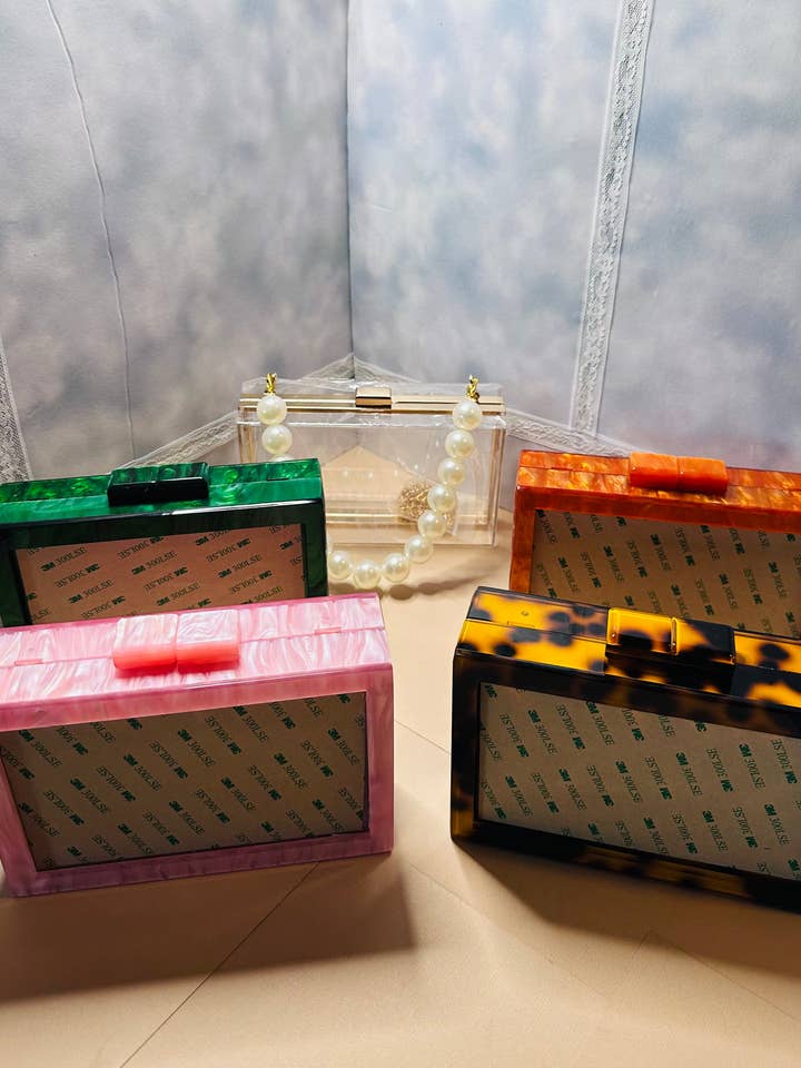 Self Finishing Acrylic Box Clutch for wholesale by Bookshelf Anatomy, LLC