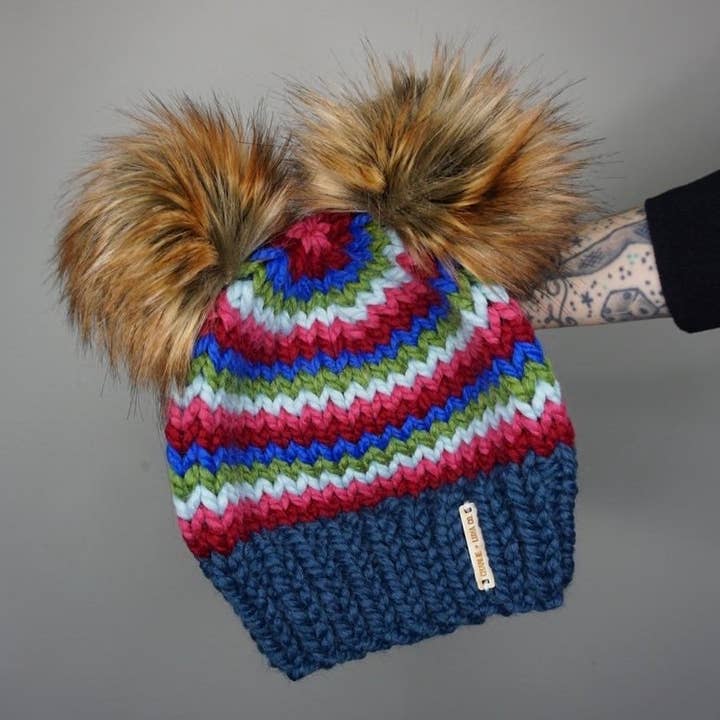 Charlie & Luna Co. - Wholesale Beanie - Unisex - The Chucky Double Pom Beanie - Halloween, handmade knit hat