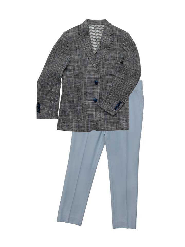 ST2750 - Costume 2 pièces en chambray à carreaux pour garçon pour la vente par Isaac Mizrahi