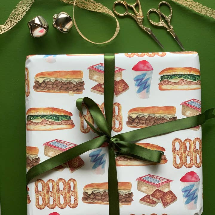5 feuilles de papier cadeau Philly Phood pour la vente par Meadowbrook Lane