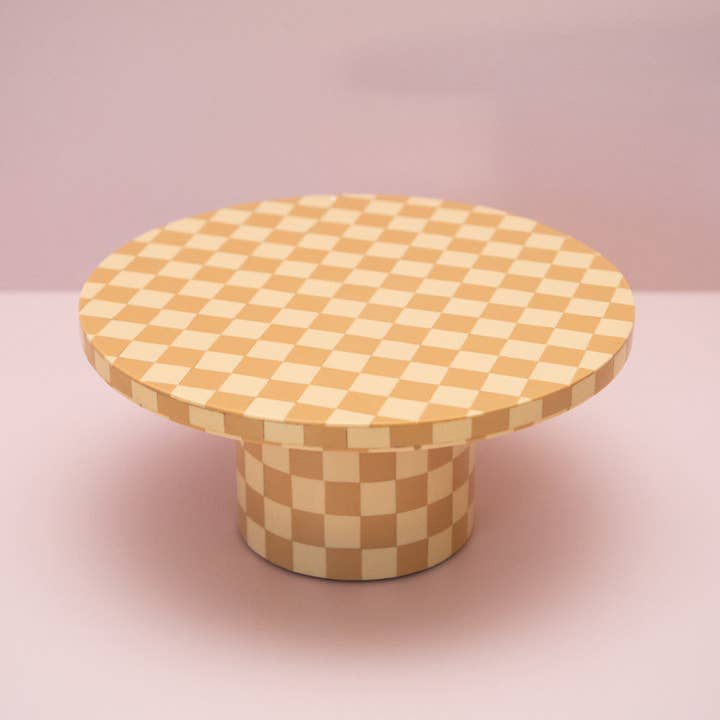 Sand Checkered Resin Cake Stand for wholesale by Oh It's Perfect