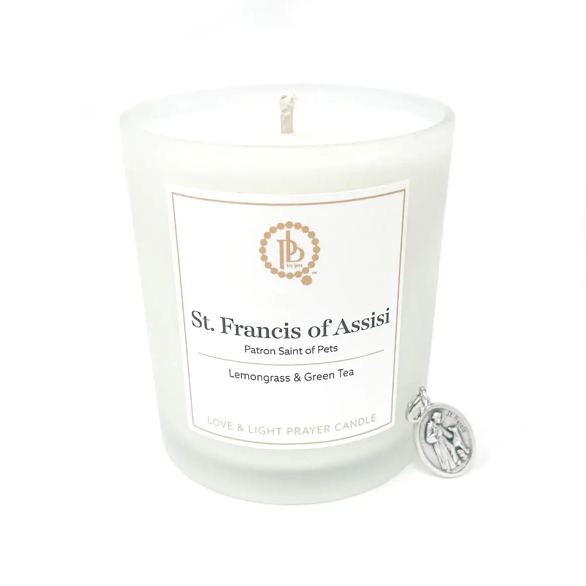 PowerBeads by jen - Wholesale Jar/Filled Candle - Love & Light Prayer Candle - St. Francis of Assisi0