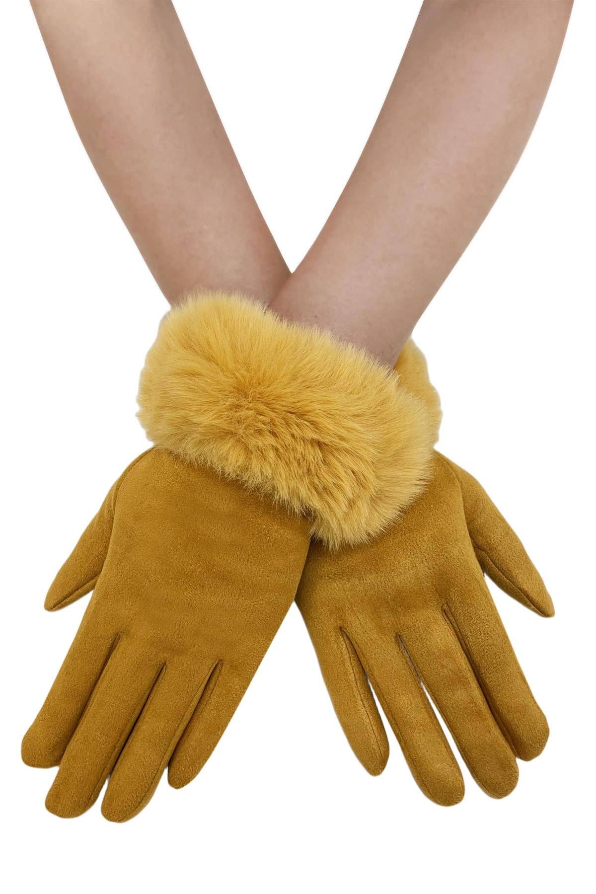 Fashion Scarf World - Venta al por mayor Guantes - Mujer - Guantes de ante con pantalla táctil y ribete de piel sintética2