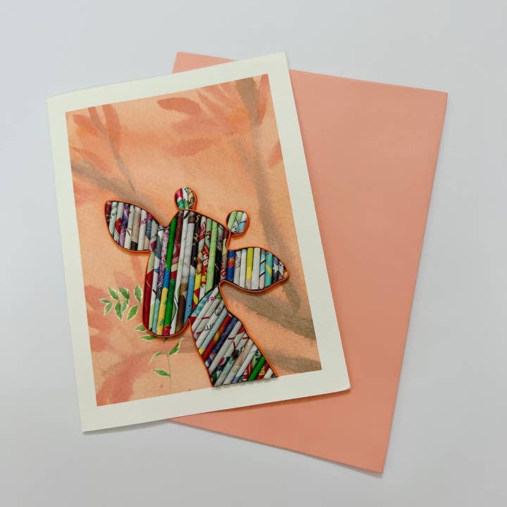 Loving Nature - Vente Carte de vœux classique - Carte girafe fabriquée à la main par Recycled Magazine5