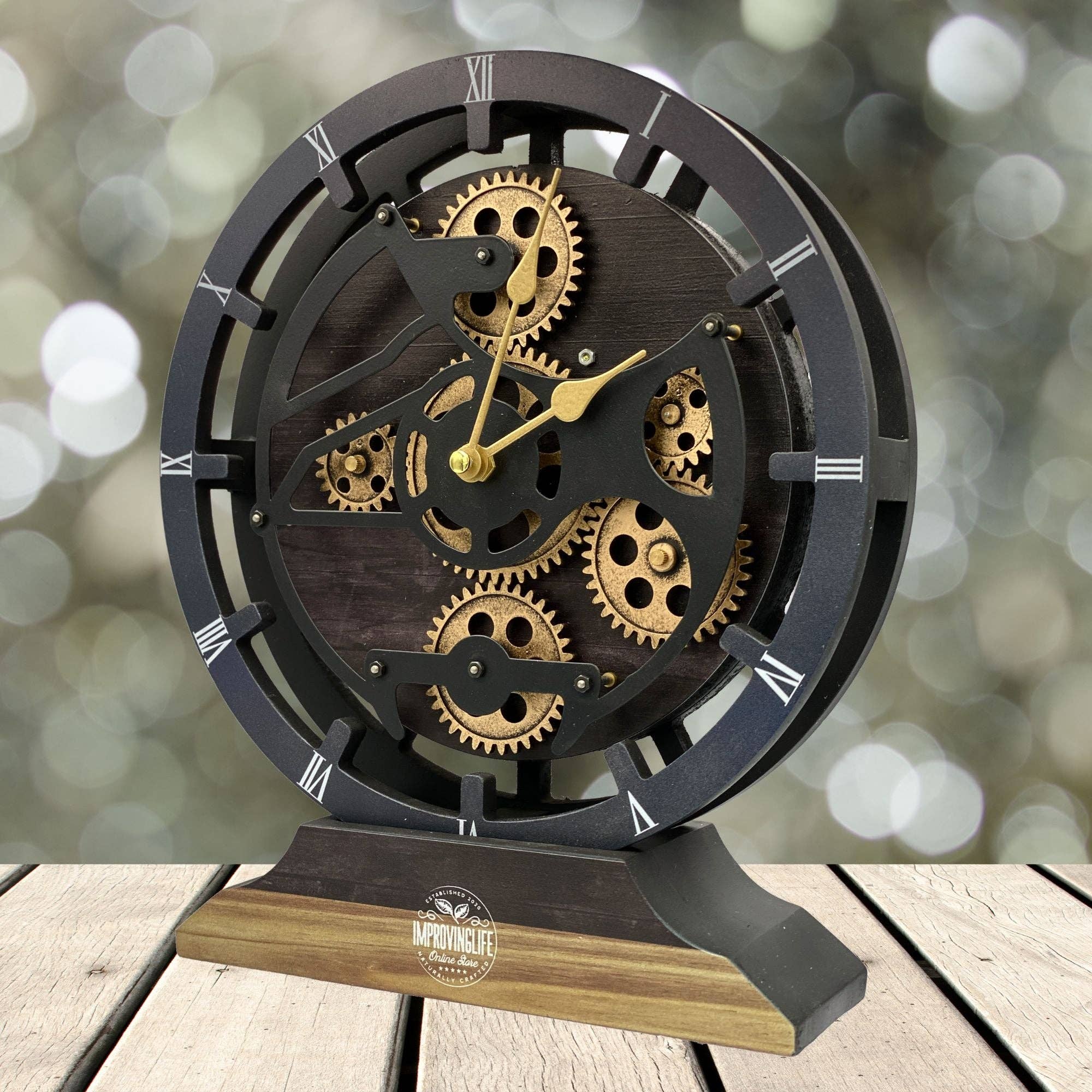 The Gears Clock - Wholesale Desk Clock - CANADA LINE DESK/WALL CLOCK 10 INCH VINTAGE BLACK6